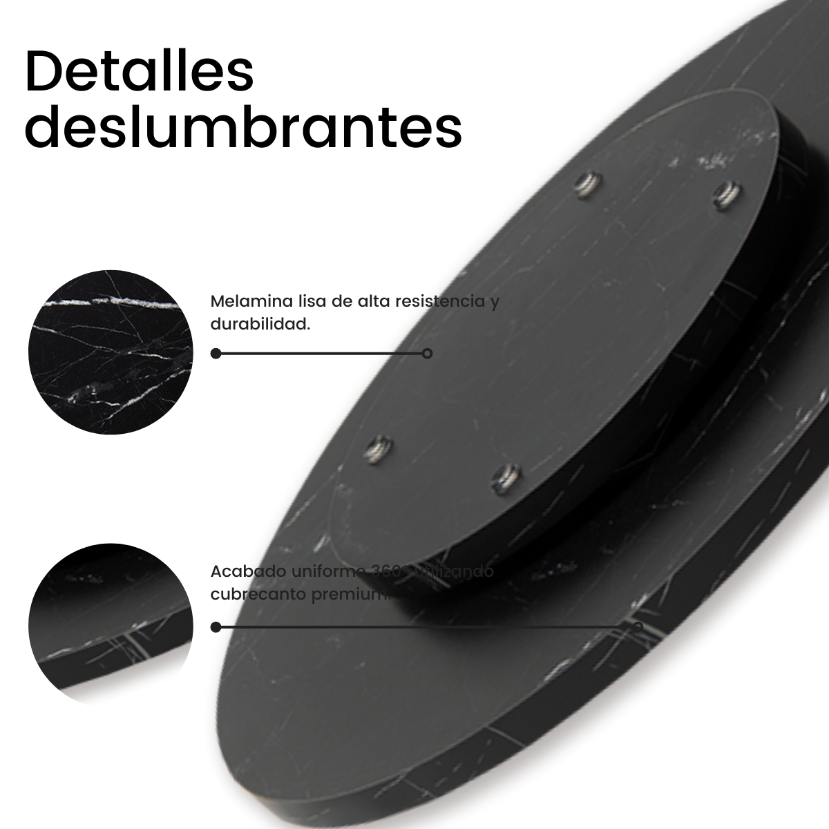 Base Giratoria para Centro de Mesa Negra Mármol